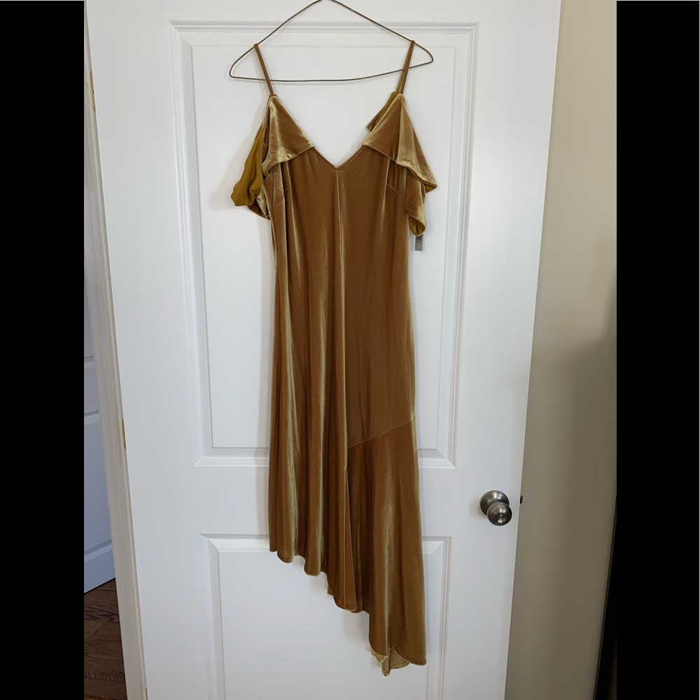 Donna Morgan Cold Shoulder Dress Asymmetric Hem